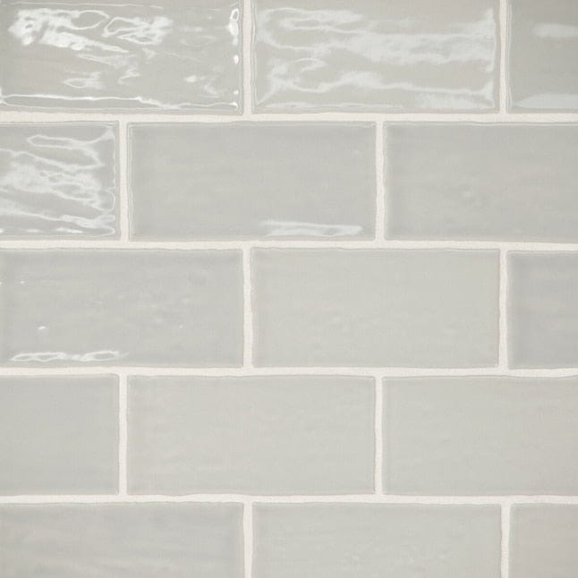 Bedrosians Marin Pebble Gray (Light Grey) 3-in x 6-in Glossy Ceramic Subway Wall Tile (5.38-sq. ft/ Carton)