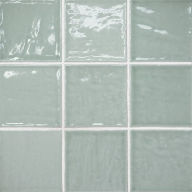 Bedrosians Marin Aloe Green (Light Green) 4-in x 4-in Glossy Ceramic Subway Wall Tile (5.49-sq. ft/ Carton)