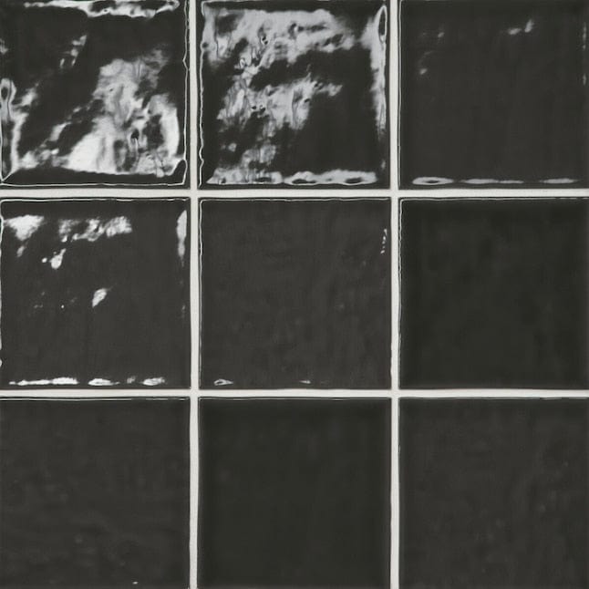 Bedrosians Marin Black Sea (Black) 4-in x 4-in Glossy Ceramic Subway Wall Tile (5.49-sq. ft/ Carton)