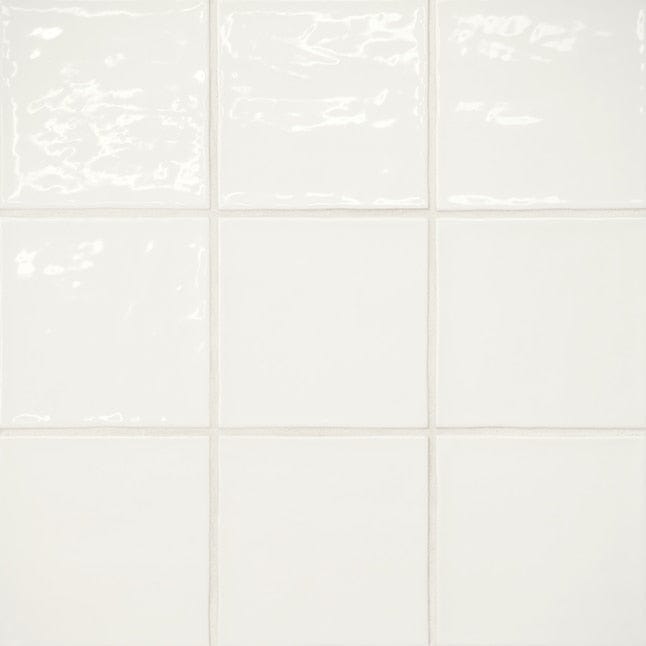 Bedrosians Marin Pearl White (White) 4-in x 4-in Glossy Ceramic Subway Wall Tile (5.49-sq. ft/ Carton)