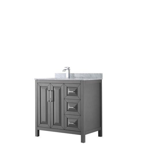 Wyndham Collection Daria 36-in Dark Gray Single Sink Bathroom Vanity with White Carrara Marble Natural Marble Top