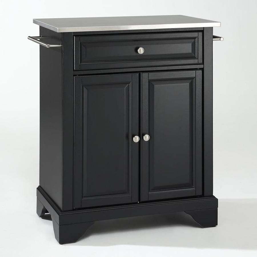 Crosley Furniture Black Composite Base with Stainless Steel Metal Top Kitchen Island (18-in x 28-in x 36-in)