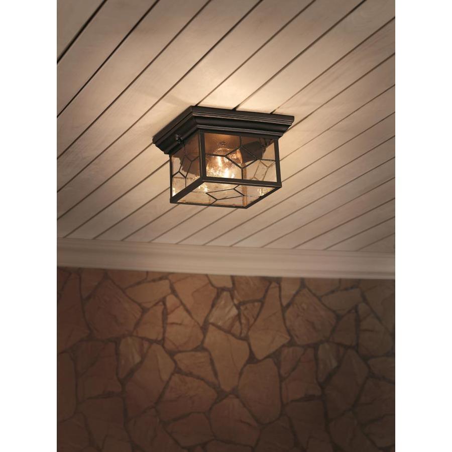 Portfolio Litshire 9.05-in W Oil Rubbed Bronze Outdoor Flush Mount Light