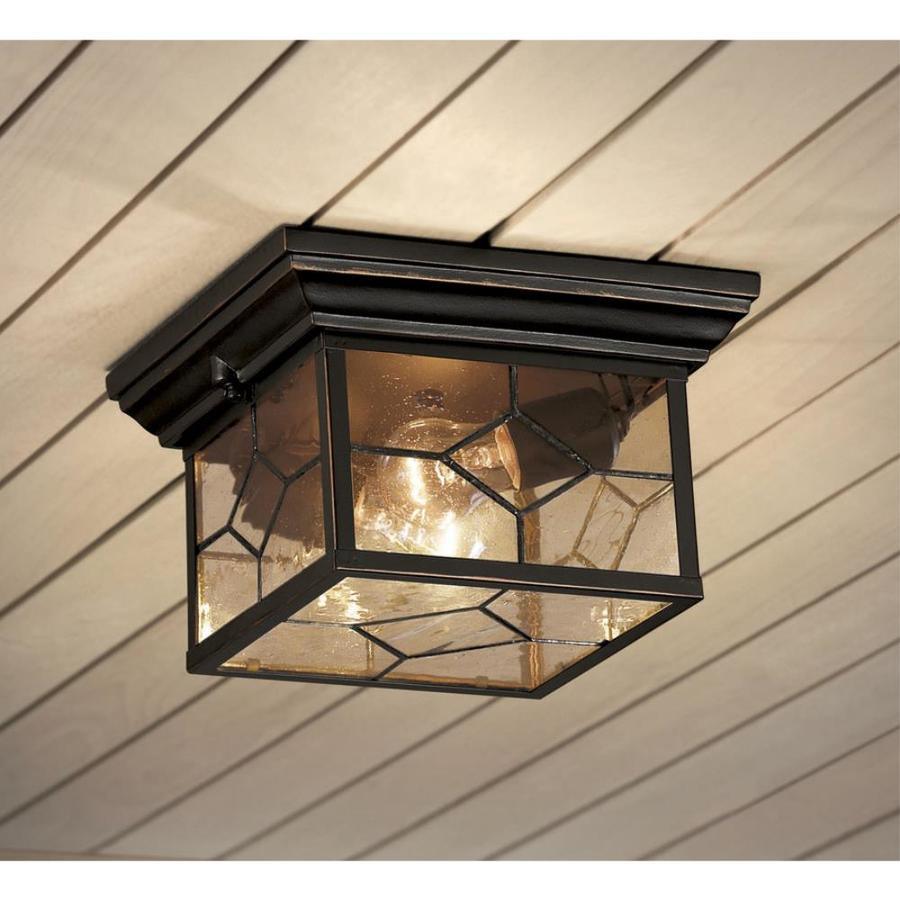 Portfolio Litshire 9.05-in W Oil Rubbed Bronze Outdoor Flush Mount Light