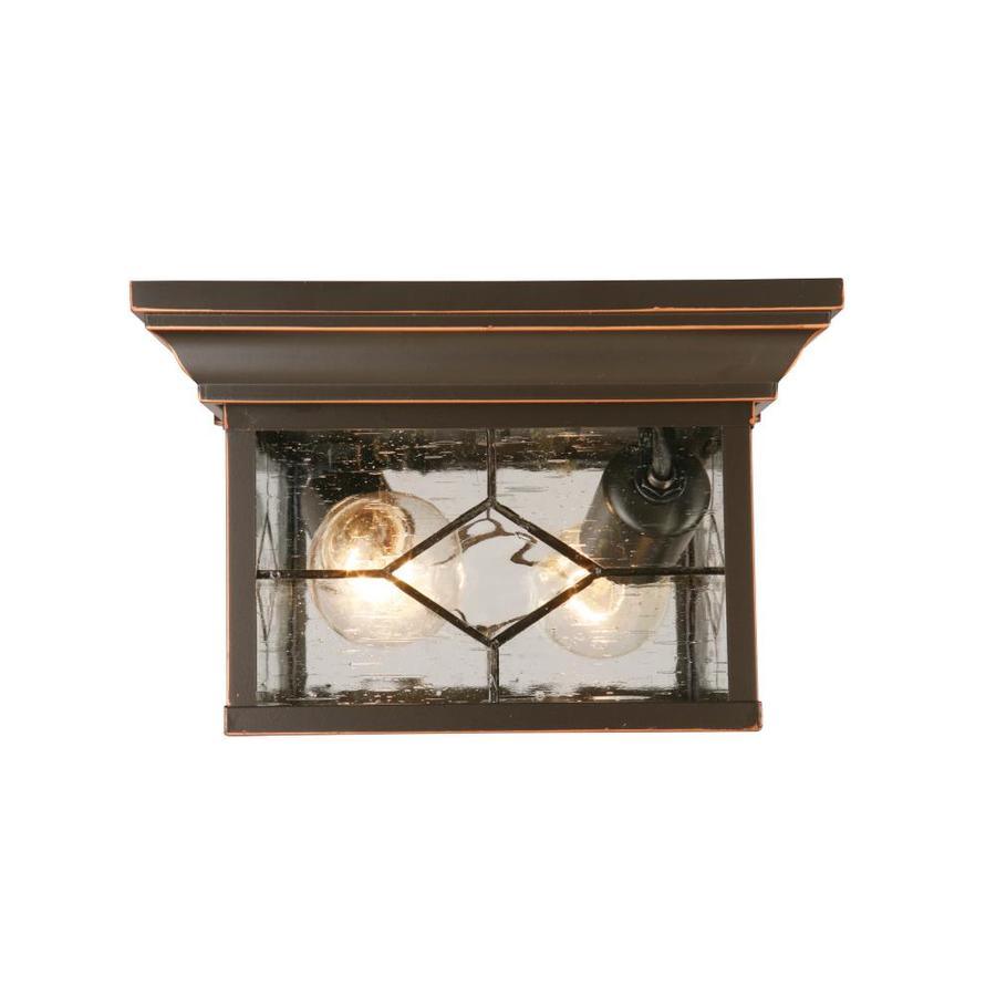 Portfolio Litshire 9.05-in W Oil Rubbed Bronze Outdoor Flush Mount Light