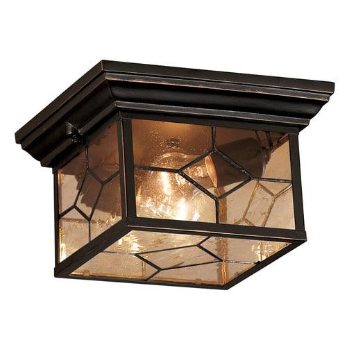 Portfolio Litshire 9.05-in W Oil Rubbed Bronze Outdoor Flush Mount Light