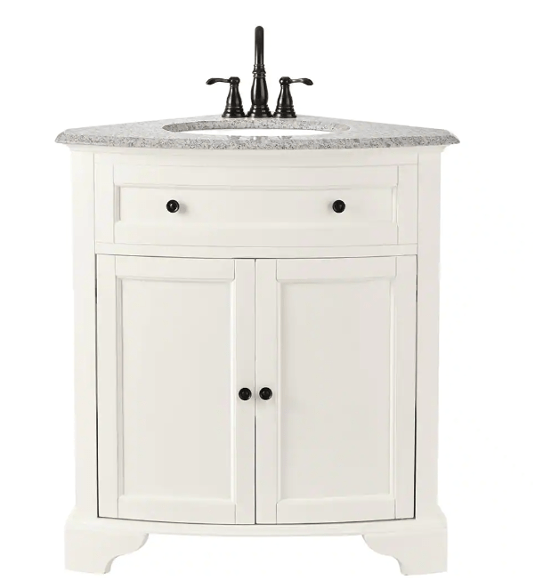 Hamilton 31 in. W x 22 in. D x 35 in. H Single Sink Freestanding Bath Vanity in Ivory with Gray Granite Top