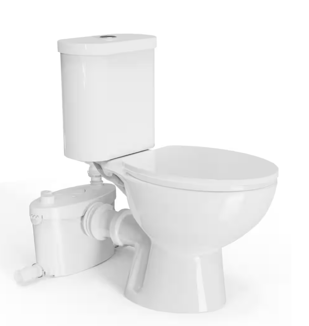 Rear Outlet Macerating 2-Piece 1.0/1.6 GPF Dual Flush Round Toilet, with 0.8 HP Macerating Pump in White