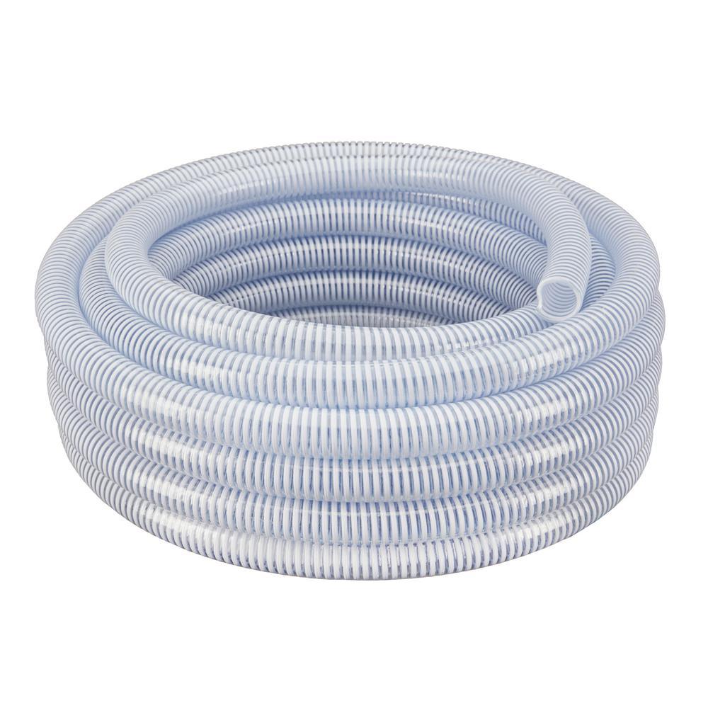 1 in. Dia x 100 ft. Clear Flexible PVC Suction and Discharge Hose with White Reinforced Helix