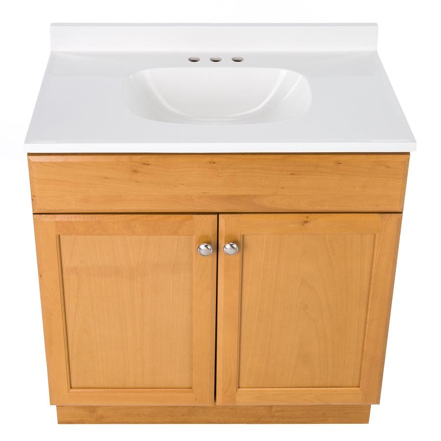 Project Source 30-in Golden Single Sink Bathroom Vanity with White Cultured Marble Top