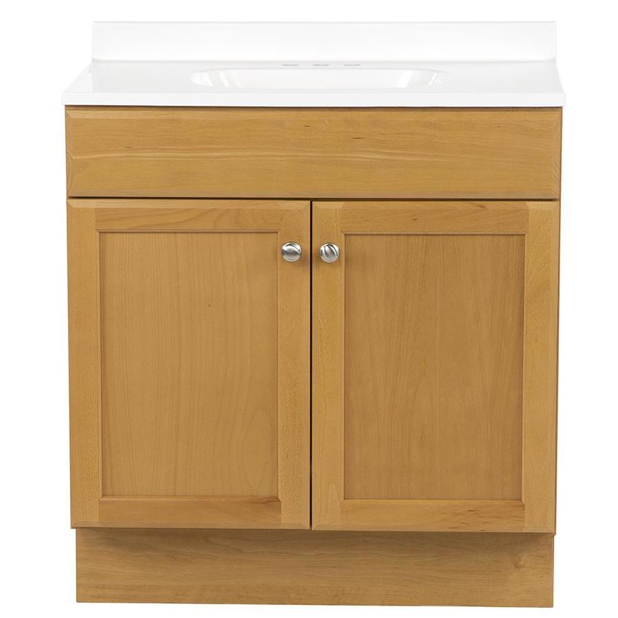 Project Source 30-in Golden Single Sink Bathroom Vanity with White Cultured Marble Top