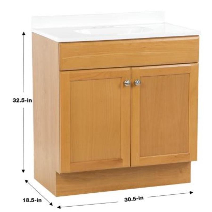 Project Source 30-in Golden Single Sink Bathroom Vanity with White Cultured Marble Top