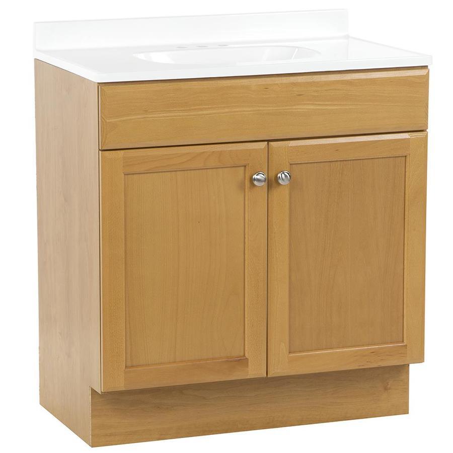 Project Source 30-in Golden Single Sink Bathroom Vanity with White Cultured Marble Top