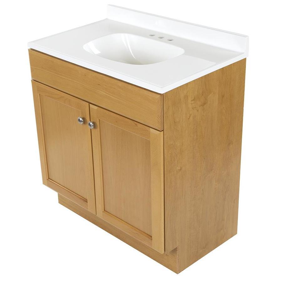 Project Source 30-in Golden Single Sink Bathroom Vanity with White Cultured Marble Top