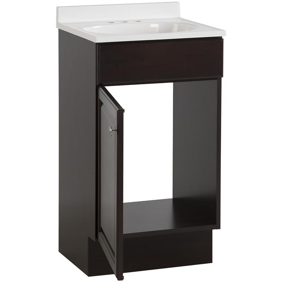 Project Source 18-in Java Single Sink Bathroom Vanity with White Cultured Marble Top