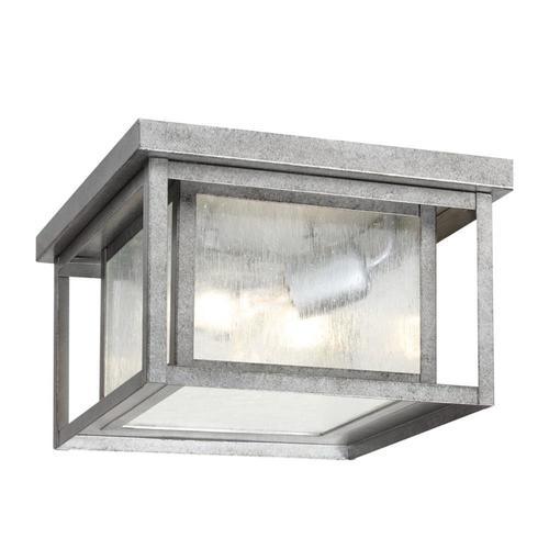 Sea Gull Lighting Hunnington 10-in W Weathered Pewter Outdoor Flush Mount Light