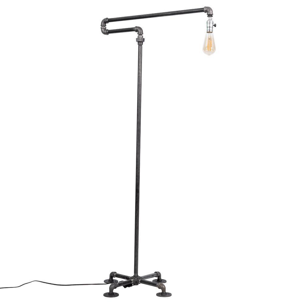 1/2 in. Black Steel Pipe 56 in. H Extended Arm Floor Lamp Kit