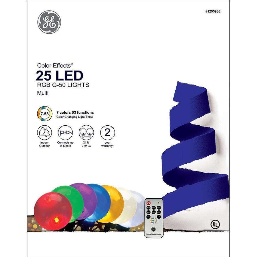 GE Color Effects 25-Count 24-ft Multi-Function Color Changing LED Plug-In Christmas String Lights