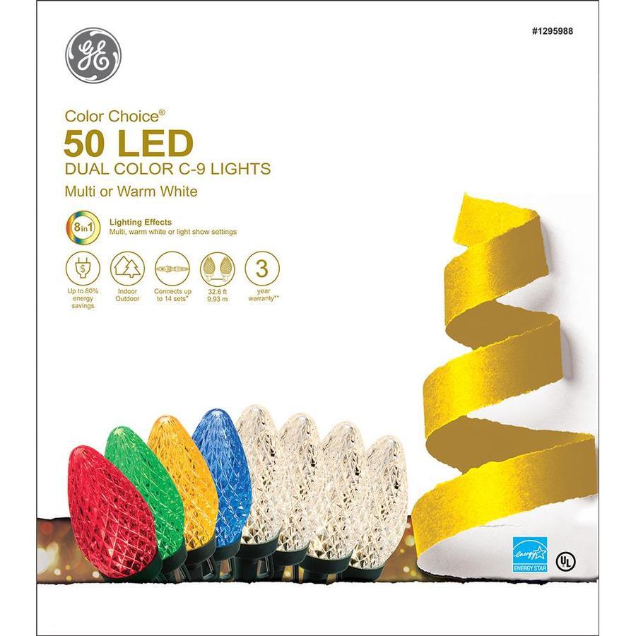 GE Color Choice 50-Count 32.6-ft Multi-function Multicolor LED Plug-In Christmas String Lights