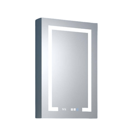 20 in. W x 32 in. H Rectangular Silver Aluminum Recessed/Surface Mount Right Dimmable Medicine Cabinet with Mirror