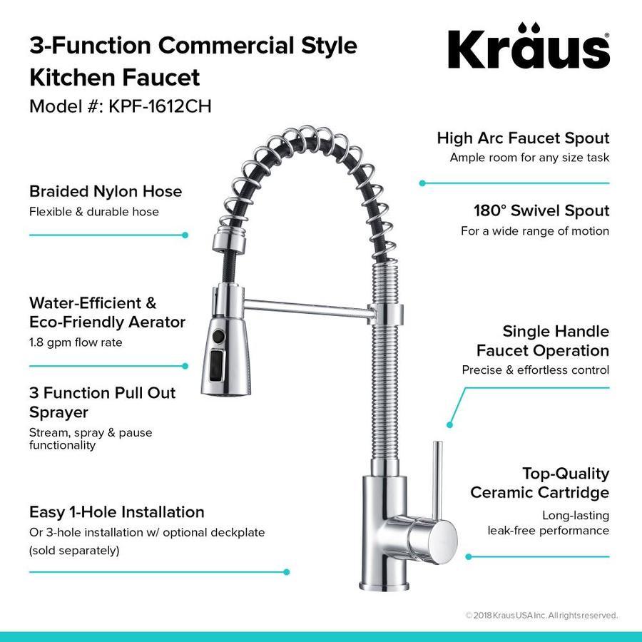 Kraus Premier Kitchen Faucet Chrome 1-Handle Deck-Mount Pre-rinse Handle Kitchen Faucet