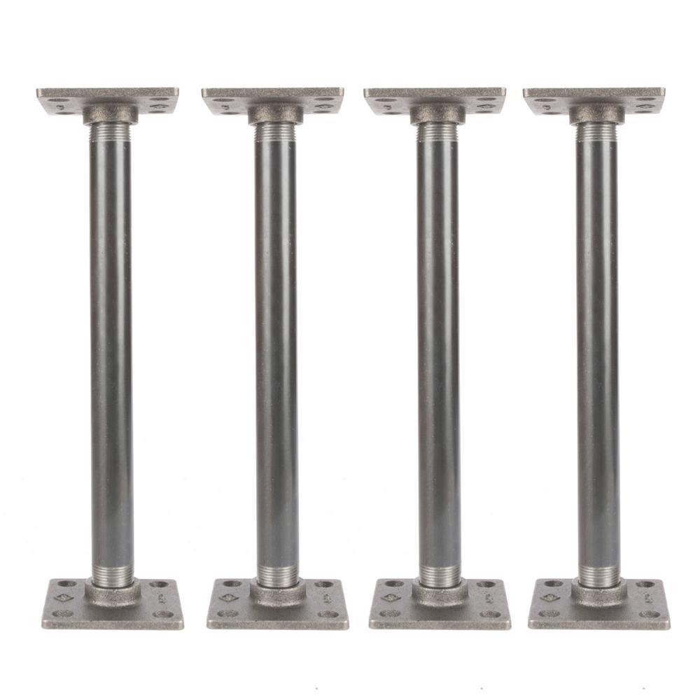 3/4 in. x 1 ft. L Black Steel Pipe Square Flange Table Leg Kit (Set of 4)