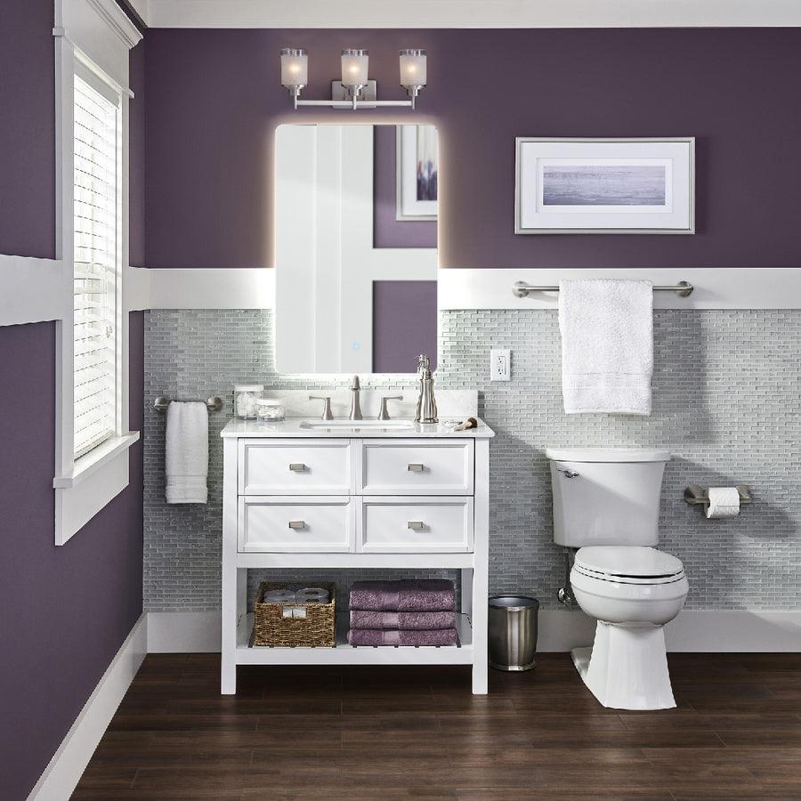 allen + roth Canterbury 36-in White Single Sink Bathroom Vanity with Carrara Engineered Stone Top