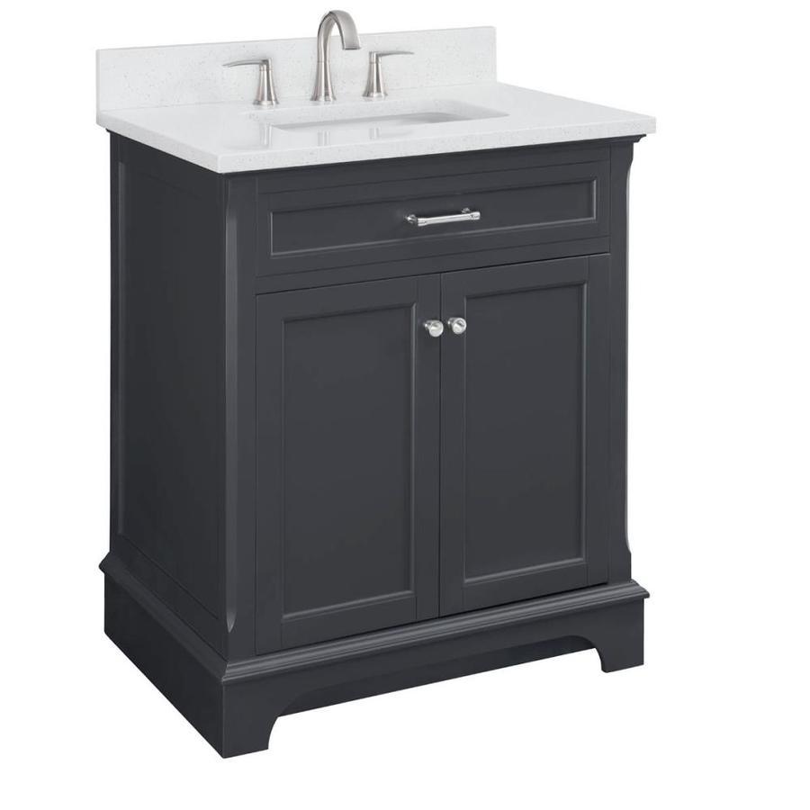 allen + roth Roveland 30-in Dark Gray Single Sink Bathroom Vanity with Terrazzo Engineered Stone Top