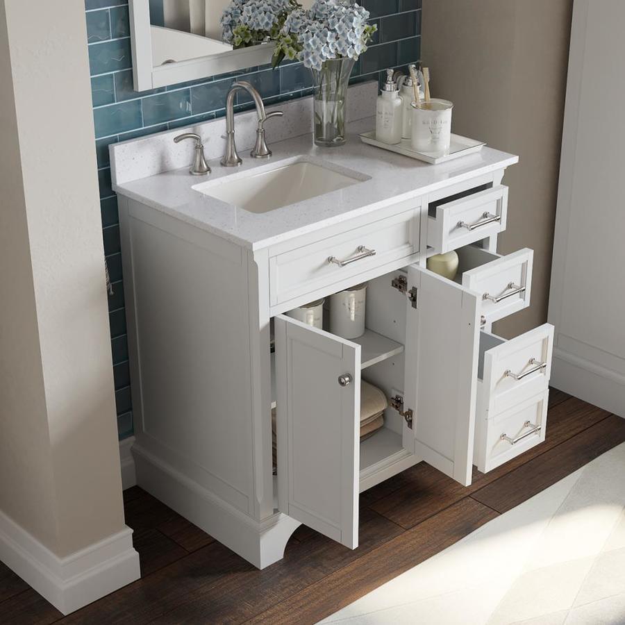 allen + roth Roveland 36-in White Single Sink Bathroom Vanity with Terrazzo Engineered Stone Top
