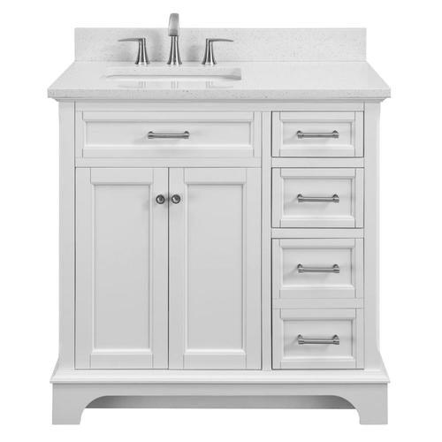 allen + roth Roveland 36-in White Single Sink Bathroom Vanity with Terrazzo Engineered Stone Top