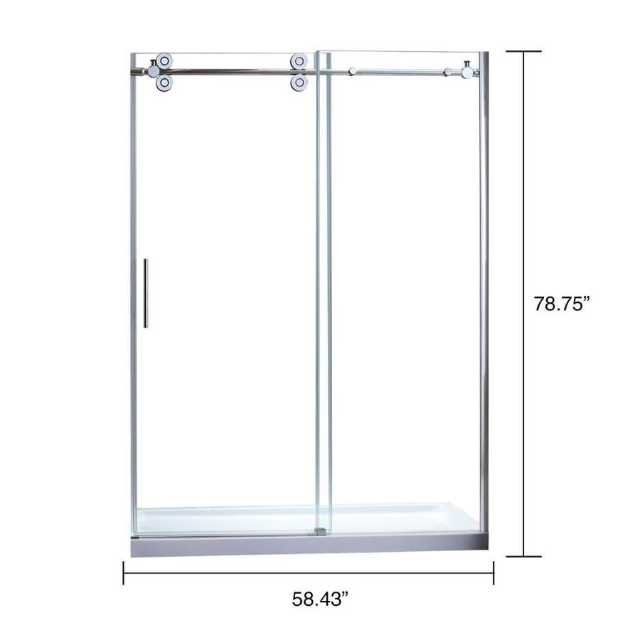 OVE Decors Sydney 78.75-in H x 58.25-in to 59.75-in W Frameless Bypass/Sliding Polished Chrome Shower Door (Clear Glass)