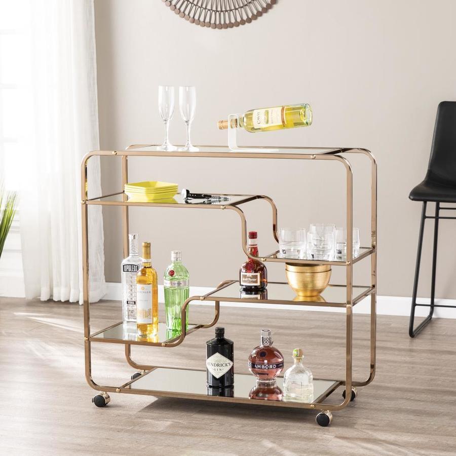 Boston Loft Furnishings Andco 36-in x 33.75-in Gold Rectangle Cart Bar