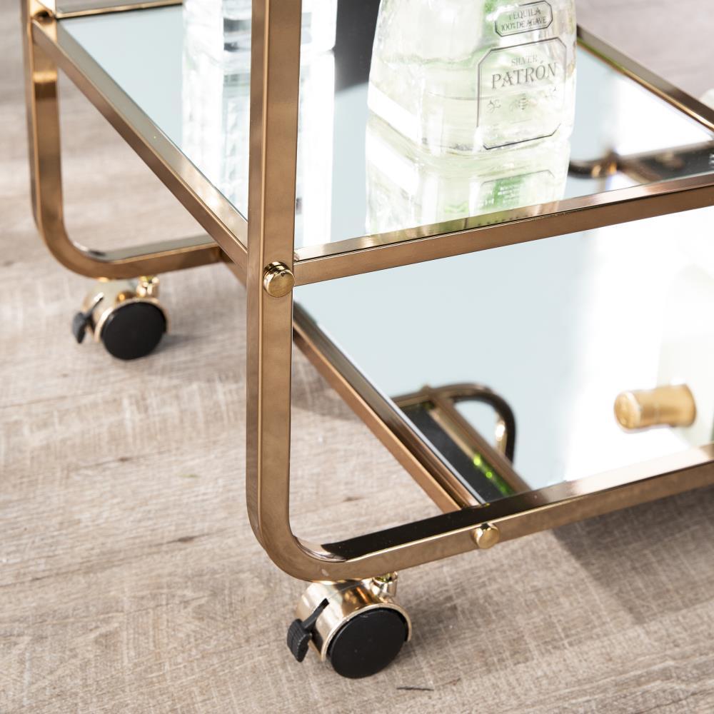 Boston Loft Furnishings Andco 36-in x 33.75-in Gold Rectangle Cart Bar