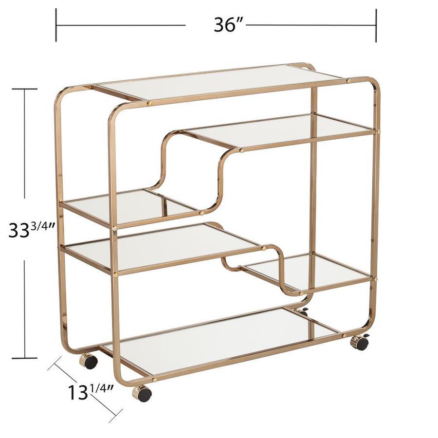 Boston Loft Furnishings Andco 36-in x 33.75-in Gold Rectangle Cart Bar