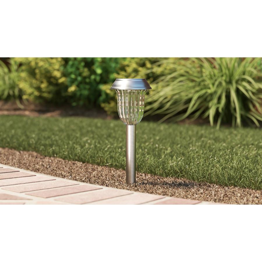 Portfolio 4Brighter (4.8-Lumen) Stainless Steel Solar Integrated LED Path Light