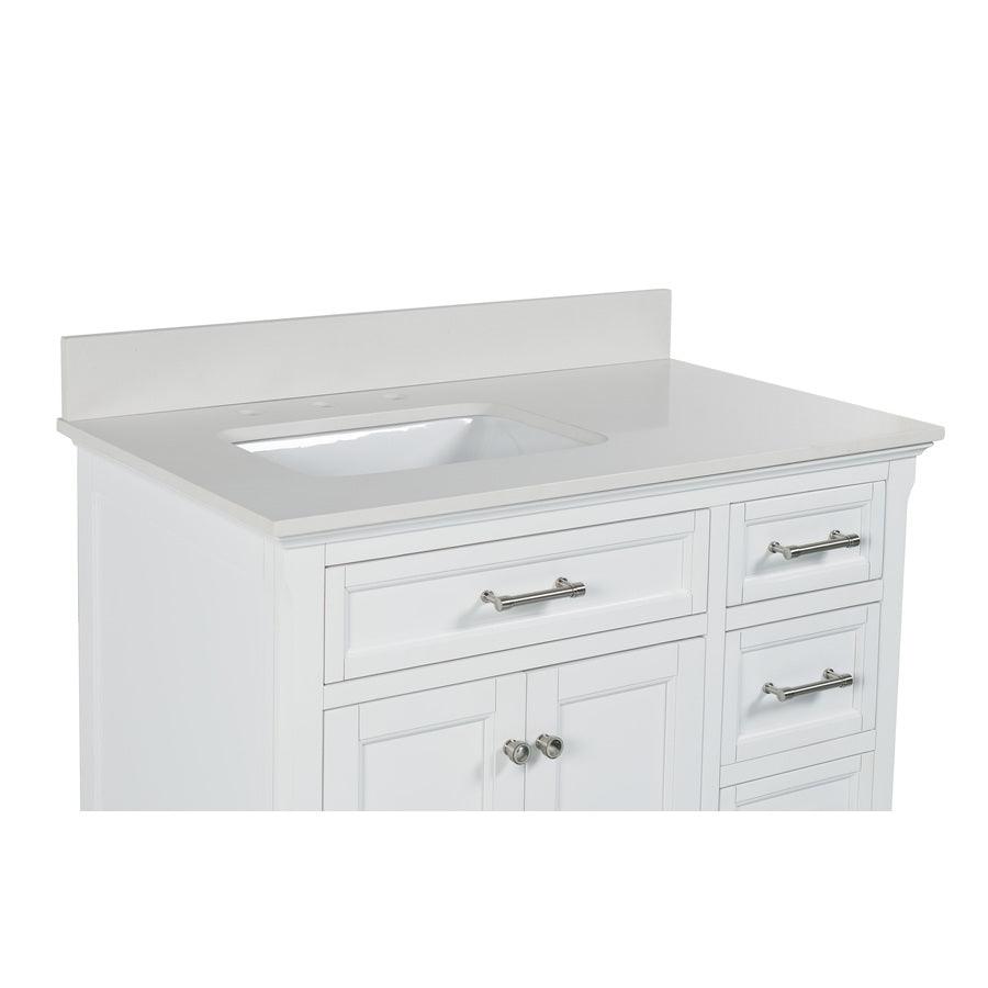 allen + roth Roveland 36-in White Single Sink Bathroom Vanity with White Engineered Stone Top