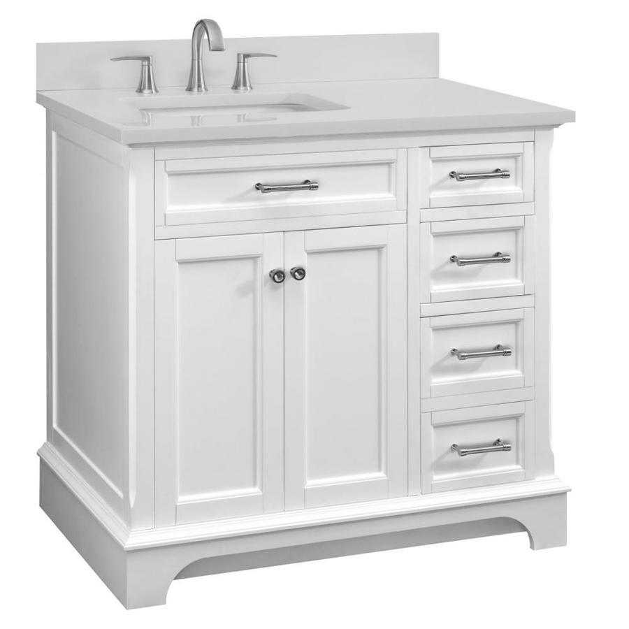 allen + roth Roveland 36-in White Single Sink Bathroom Vanity with White Engineered Stone Top