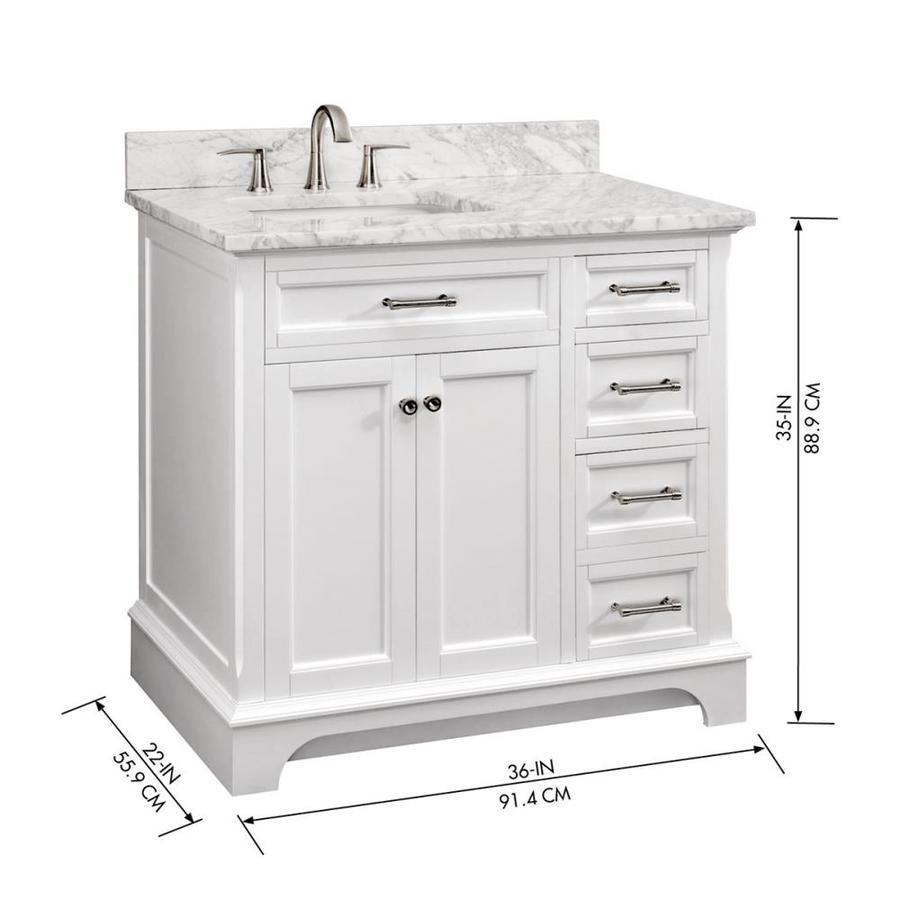 allen + roth Roveland 36-in White Single Sink Bathroom Vanity with Natural Carrara Marble Top