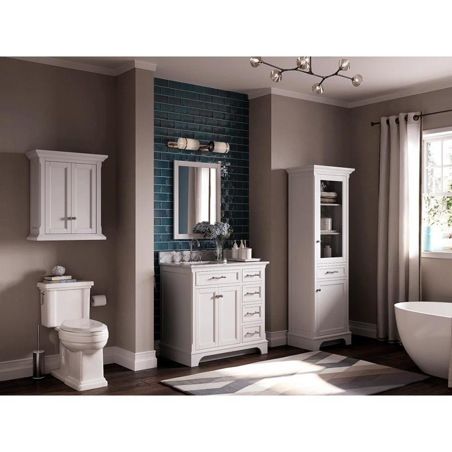 allen + roth Roveland 36-in White Single Sink Bathroom Vanity with Natural Carrara Marble Top