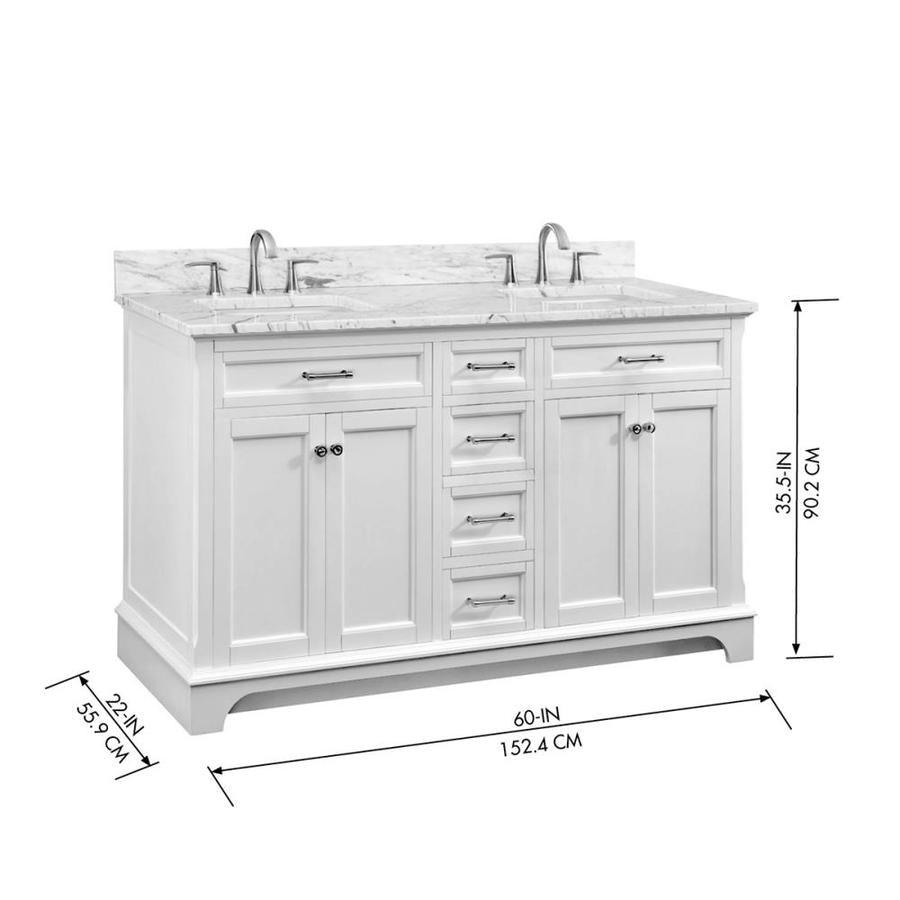 allen + roth Roveland 36-in White Single Sink Bathroom Vanity with Natural Carrara Marble Top