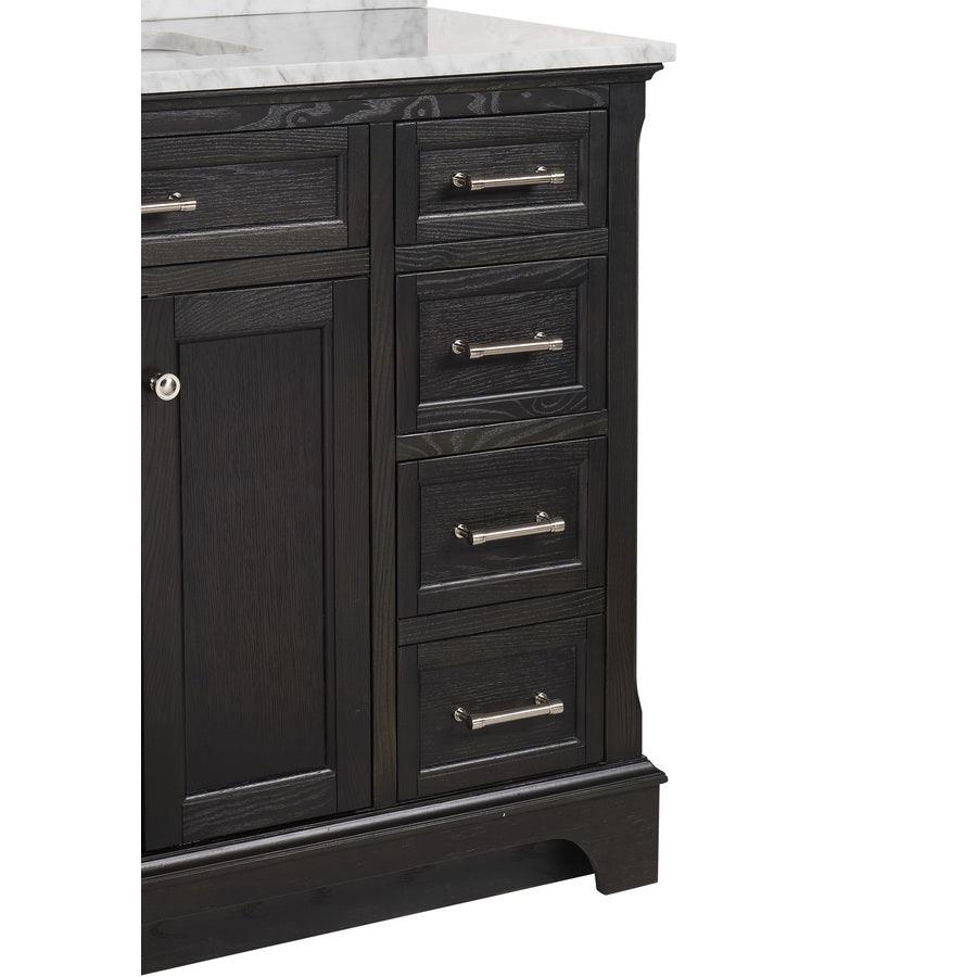 allen + roth Roveland 36-in Black Oak Single Sink Bathroom Vanity with Natural Carrara Marble Top