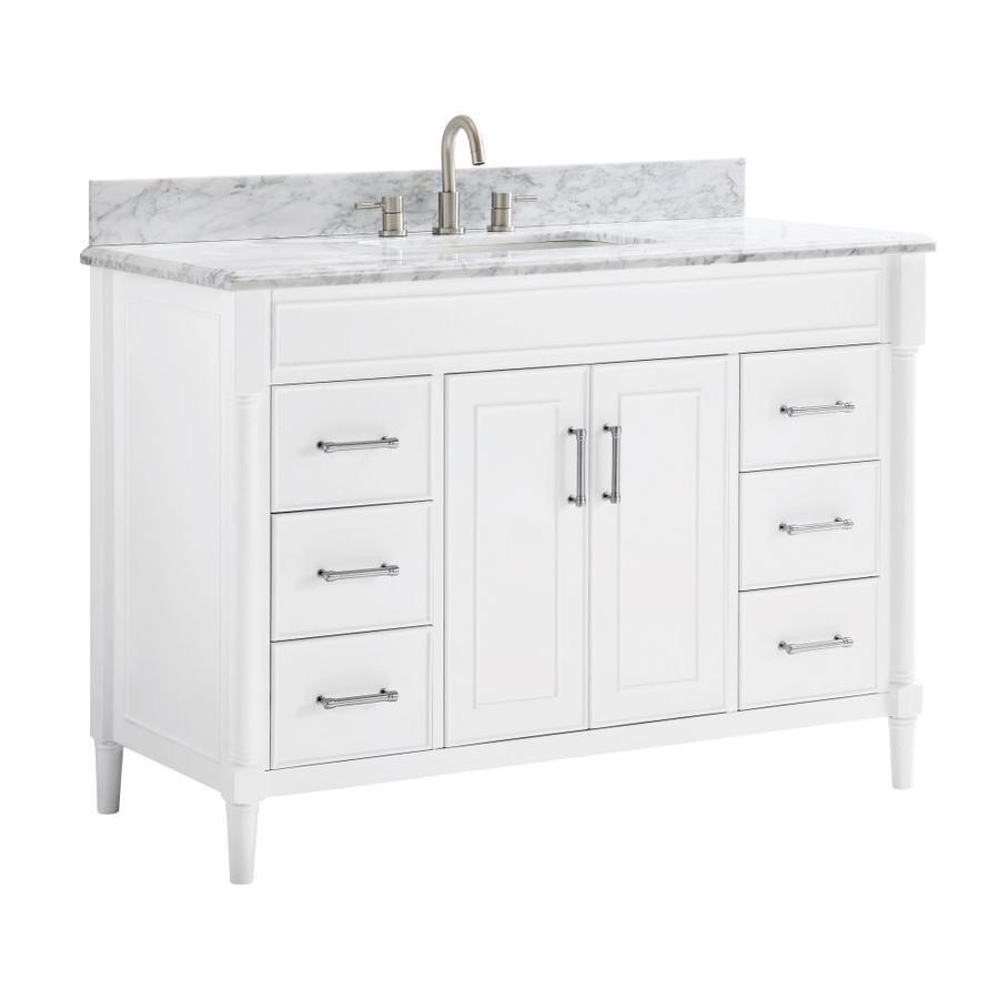 allen + roth Perrella 49-in Light Gray Single Sink Bathroom Vanity with Carrera White Natural Marble Top