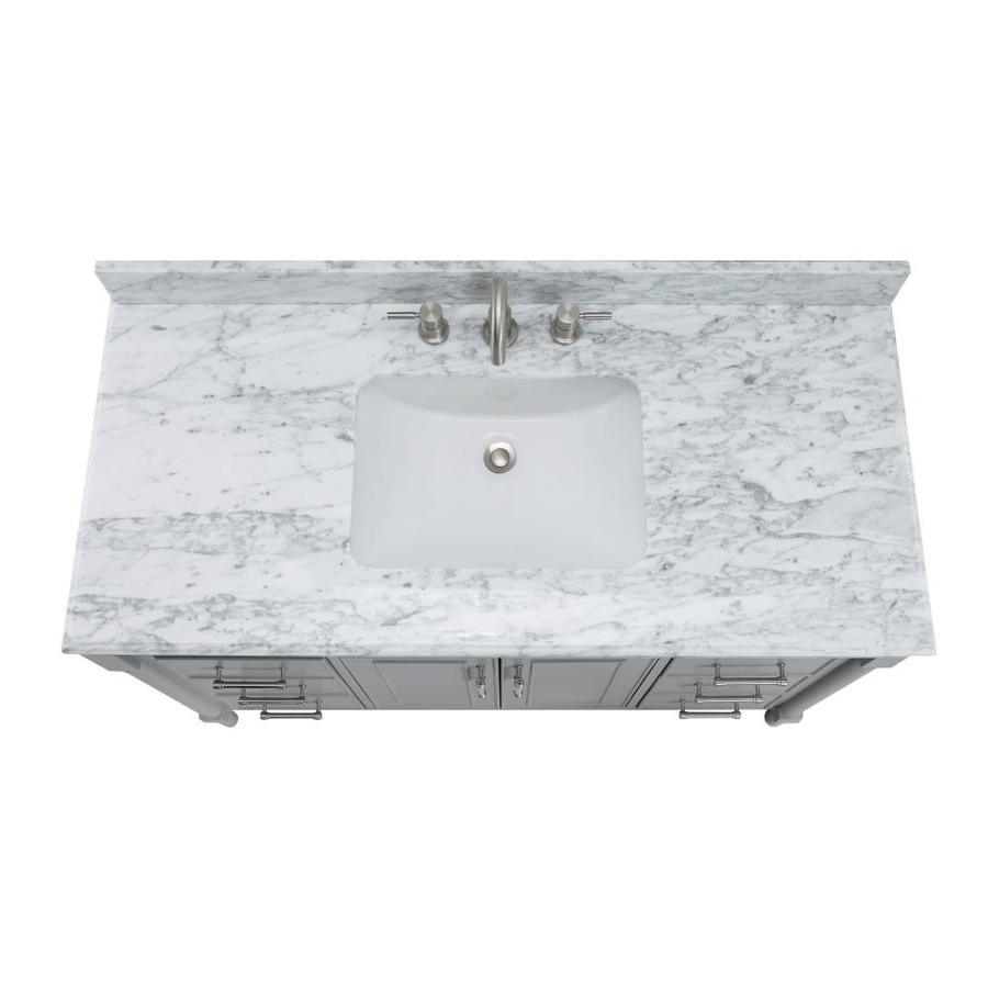 allen + roth Perrella 49-in Light Gray Single Sink Bathroom Vanity with Carrera White Natural Marble Top