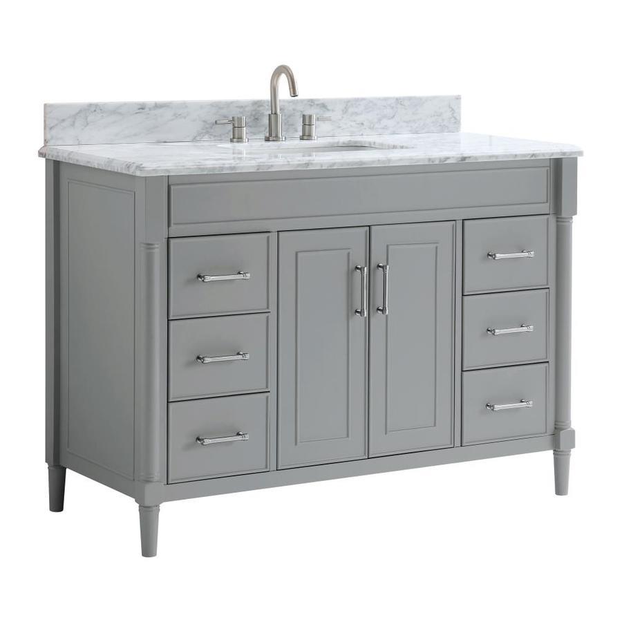 allen + roth Perrella 49-in Light Gray Single Sink Bathroom Vanity with Carrera White Natural Marble Top