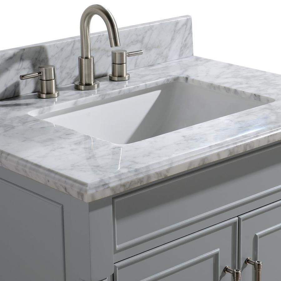 allen + roth Perrella 49-in Light Gray Single Sink Bathroom Vanity with Carrera White Natural Marble Top