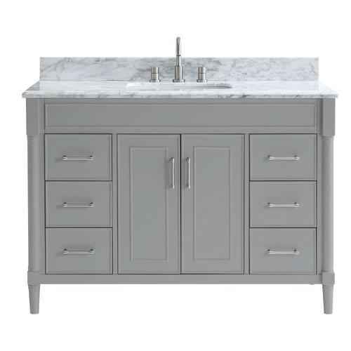 allen + roth Perrella 49-in Light Gray Single Sink Bathroom Vanity with Carrera White Natural Marble Top