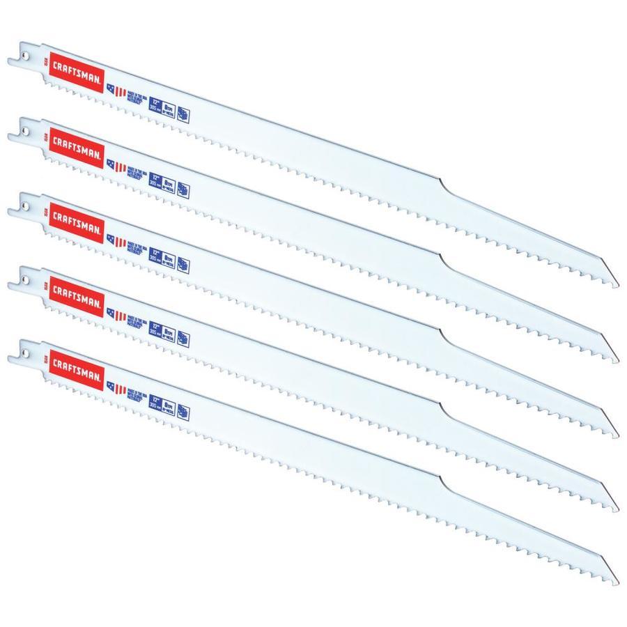 CRAFTSMAN 5-Pack 12-in 6-TPI Wood Cutting Reciprocating Saw Blade