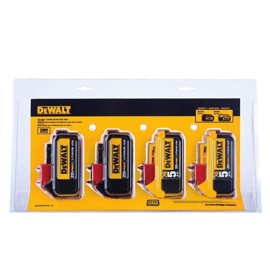 DEWALT XR 20-Volt Max 4-Pack 5 Amp-Hour; 3 Amp-Hour Lithium Power Tool Battery