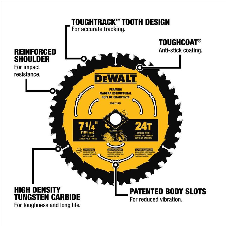 DEWALT 7-1/4-in 24-Tooth Tungsten Carbide-Tipped Steel Circular Saw Blade