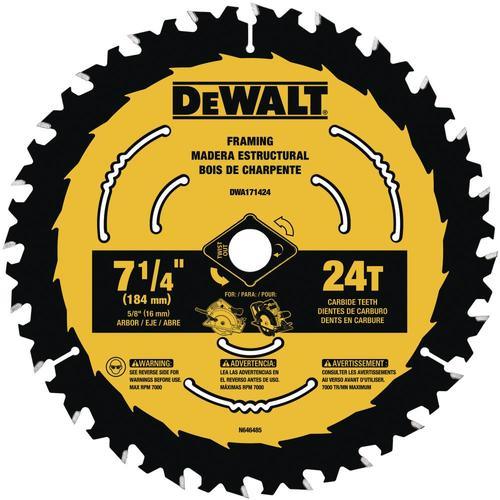 DEWALT 7-1/4-in 24-Tooth Tungsten Carbide-Tipped Steel Circular Saw Blade